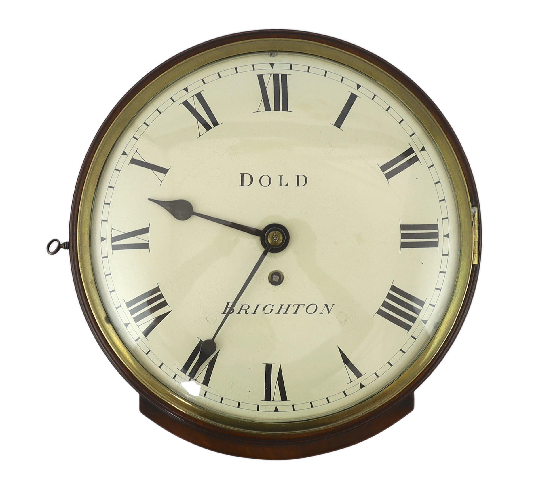 Dold of Brighton, a Regency mahogany wall timepiece 26cm wide, 27cm high